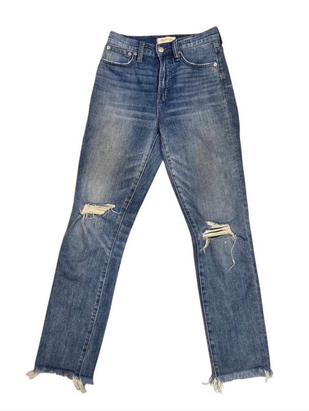 Madewell The Perfect Vintage Jean Size 24 Distressed Raw Hem High Rise Straight